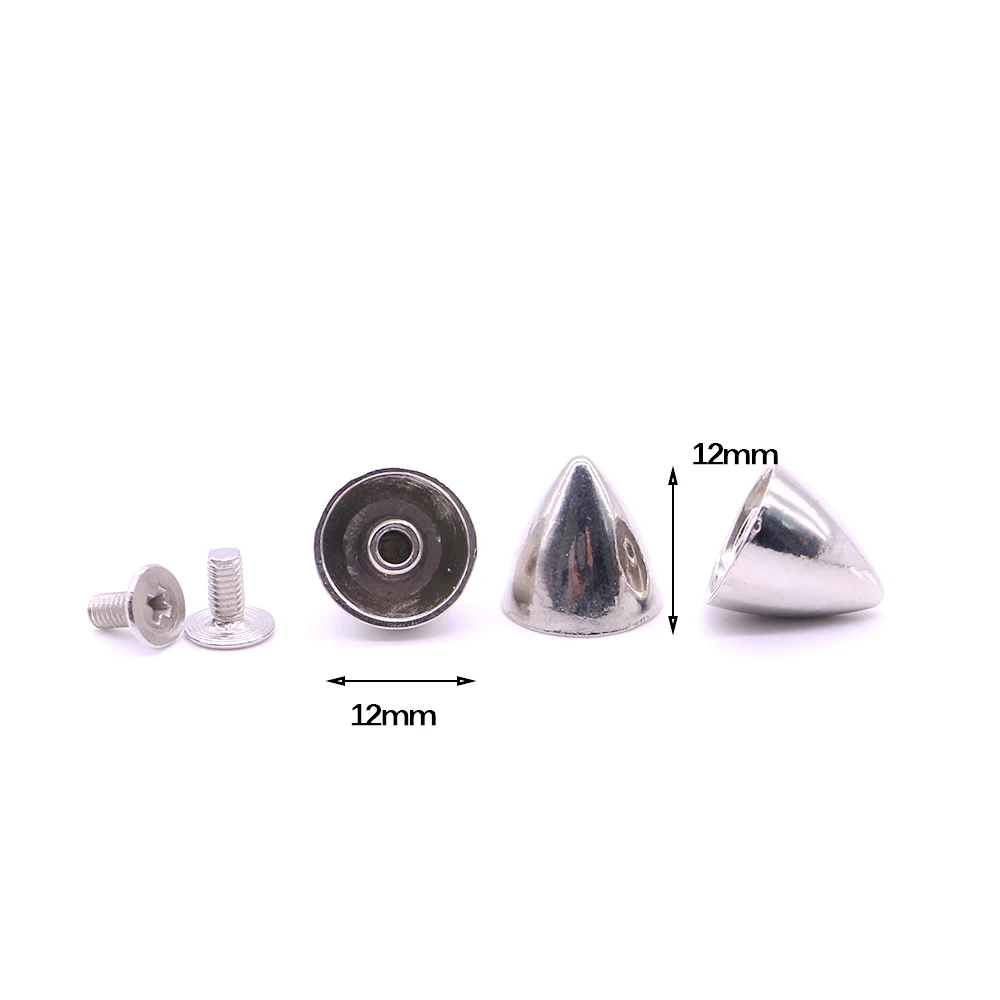 New 10sets/pack 12mm (Diameter), 12mm (Height)  metal prongs Silver Colors stud rivets studs and spikes B-19