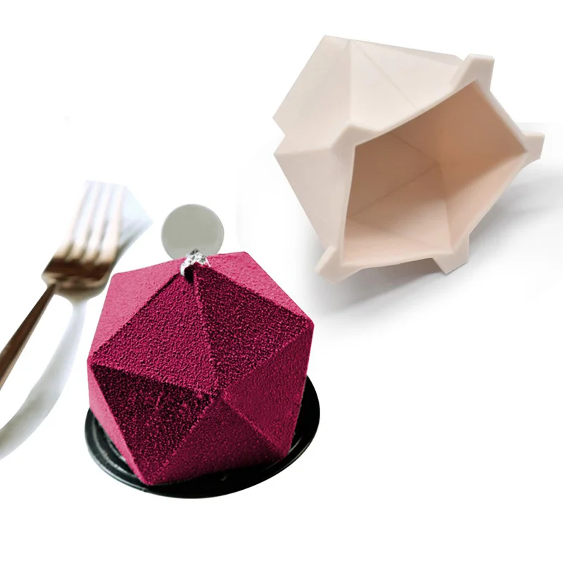 Filbake Silicone Mold 3D Cake Mould Geometric Desserts Molds for Baking Jello Ice Cream Mousse Ice Tube Pan DIY Bakery Party