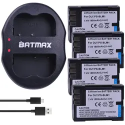 Batmax 4 шт. PS-BLM1 BLM-1 батареи + USB двойной зарядное устройство для Olympus E-300 E-330 E-500 E-510 C-5060 C-7070 C-8080 E-1 e-3 E-30 E520