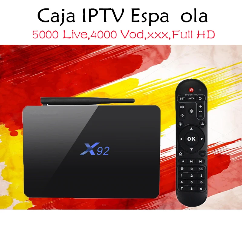 IPTV испанский X92 Android 7,1 ТВ коробка 2G16G/3G32G с 5000 Live 4000 VOD взрослых xxx IP ТВ Франции Швеция nordic Europe Media Player