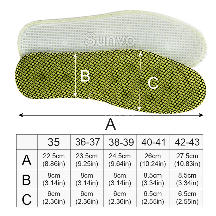 Sunvo мятный Прохладный ароматизированные стельки для от запаха ног бактериальный анти-плесени пот-впитывающие ботинки коврик рельеф