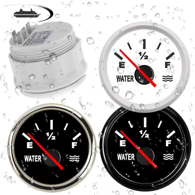 

52mm Digital Boat Car Water Level Gauge Water Tank Level Gauge Indicator 0-190ohm for Marine Car Meter With Red Backlight