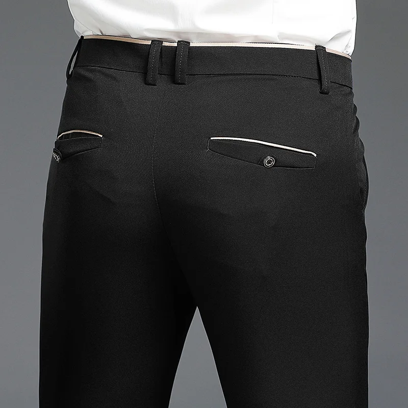 AIRGRACIAS Men Pants High Quality Cotton Casual Pants Stretch male trousers man long Straight Trousers solid color suit pant
