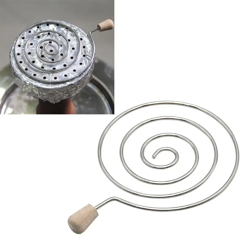 

Metal Swirl Hookah Charcoal Holder Carbon Filter Shisha Bowl Accessories Shield with Wooden Handle