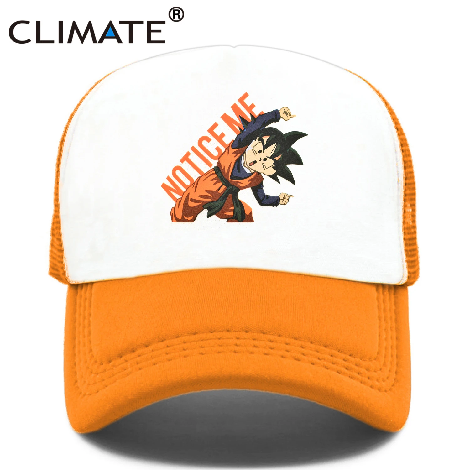 

CLIMATE Dragon Ball Trucker Cap Caps Funny Cute GOKU Caps Notice Me Summer Cool Mesh Trucker Caps Orange Hat for Men Women Child