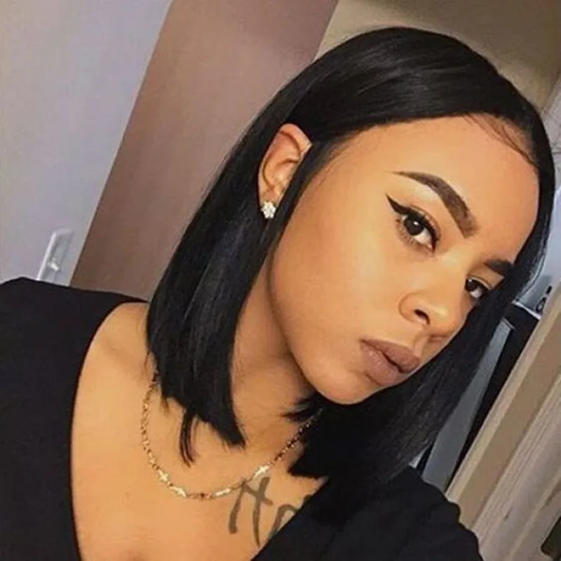 8a Brazilian Middle Part Full Lace Bob Wigs For Black Women