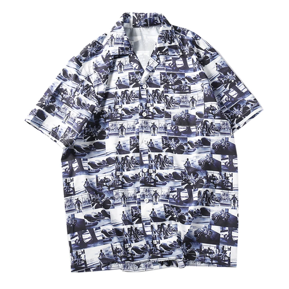 Забавная Мужская рубашка в стиле хип-хоп Харадзюку, лето, Пляжная гавайская рубашка с принтом, повседневная мужская рубашка, уличная одежда - Цвет: C