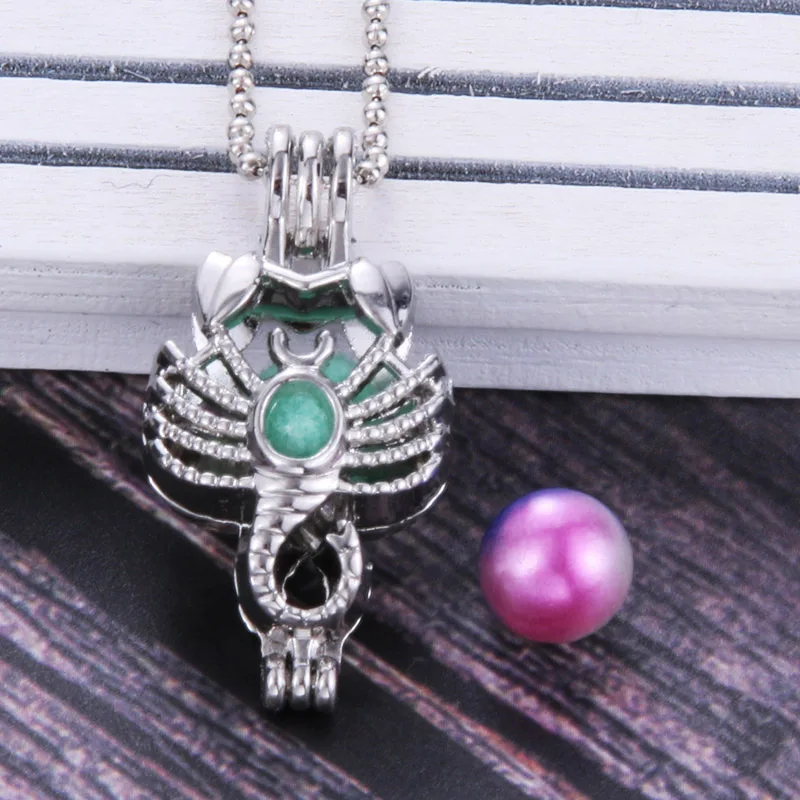 

Scorpion Pendants Pearl Cage Necklace Locket Vintage Aromatherapy Essential Oil Diffuser Chain Locket For Girl Charm