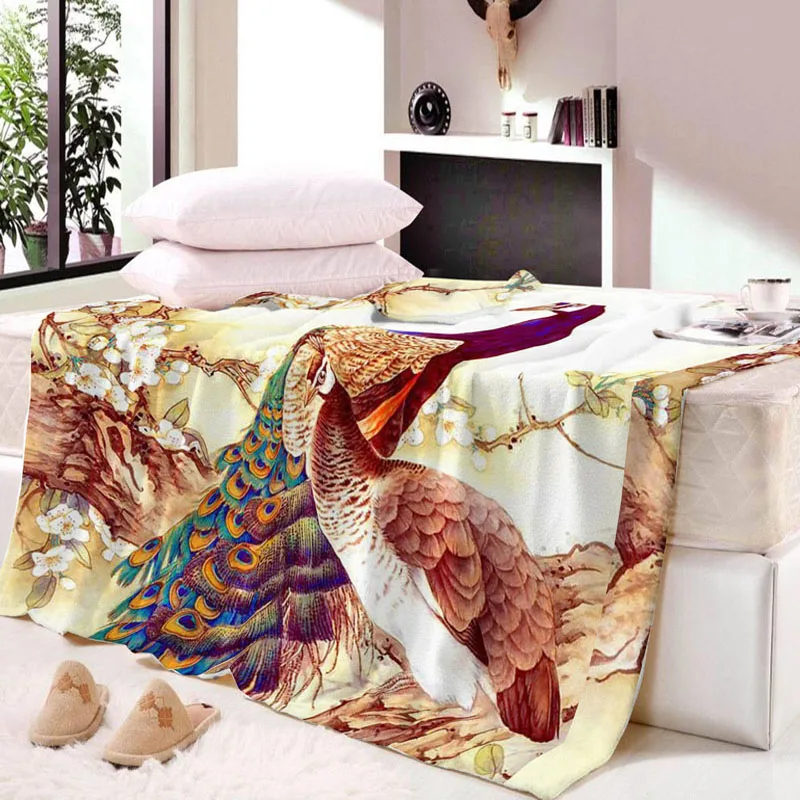 Chinese traditional style 3D printed beautiful lucky Peacocks lovers