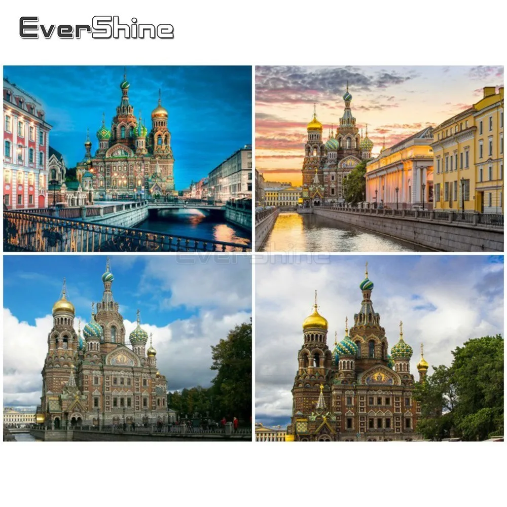 EverShine Diamond Mosaic Scenery Picture Of Rhinestone Diamond Painting St. Petersburg Paintings Cross Stitch Diamond Embroidery