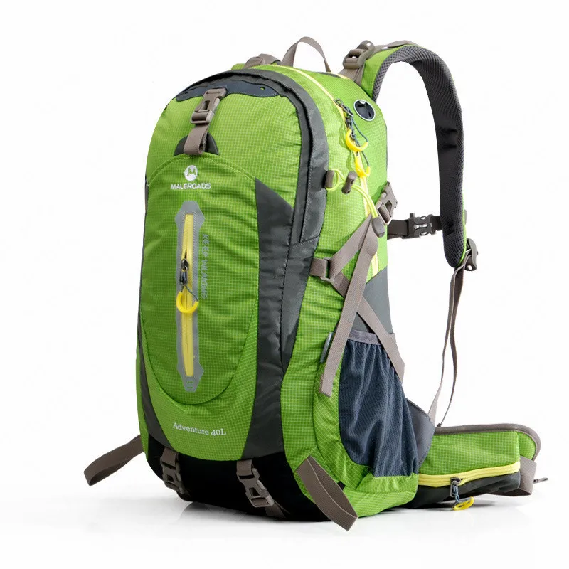Maleroads Открытый 40L 50L альпинистские рюкзаки водонепроницаемый мешок Открытый походный мешок с дождевиком дышащие унисекс спортивные сумки - Color: Green
