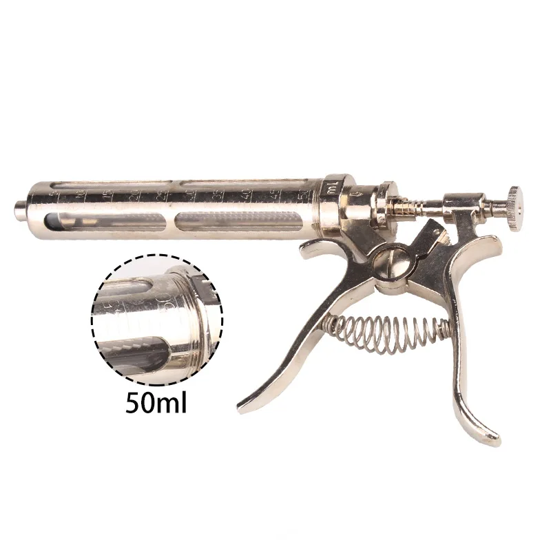 

Semi automatic metal syringe continuous vaccine injection 10ml 30ml 50ml adjustable injector chicken pig veterinary tool farming