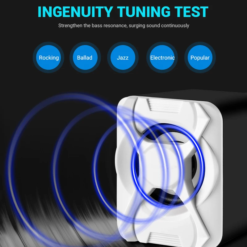 Wired Computer Speaker Subwoofer Stereo Bass USB 2.1 Speaker 3D Atmosphere PC Portable Speakers for Laptop Notebook Computer