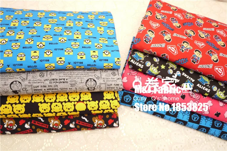 50*160 см с героями мультфильмов «Дораэмон», «Супермен», «Миньоны», лайкра, Трикотажная хлопковая ткань для шитья, «сделай сам», Лоскутная рубашка для маленьких девочек и мальчиков, юбка