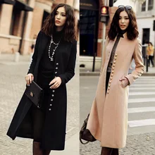 Зима корейский темперамент воротник длинный абзац тонкий кашемир шерстяное пальто шерстяное Женское пальто