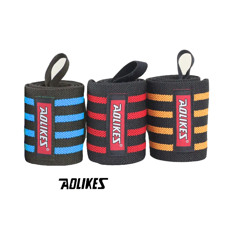 AOLIKES 1 قطع مطاطا الرياضة ضمادة معصمه اليد رياضة دعم المعصم هدفين التفاف تنس القطن Weat الفرقة اللياقة البدنية رفع الاثقال