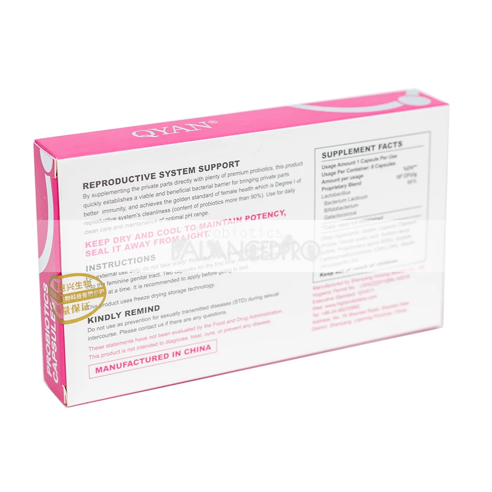 Women's External Use Probiotic 3-strains True 100 Thousand CUF/g Daily Clean Care Feminine Vaginal Healthy Viginal-8 Capsules