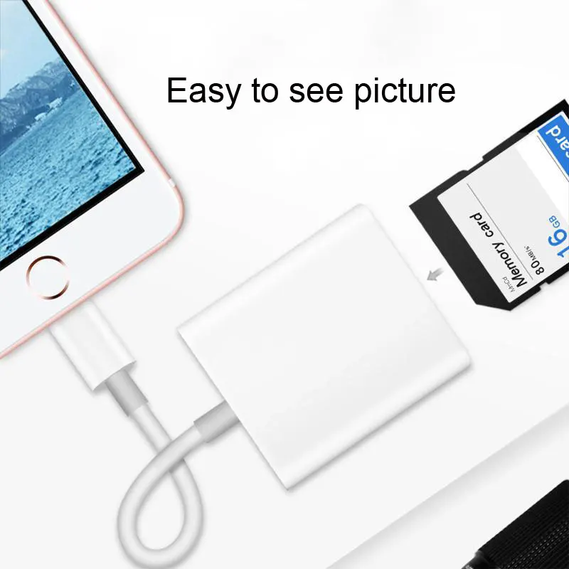 EASYA OTG кард-ридер для Lightning to SD TF камера карта адаптер для считывателей для iPhone iPod Apple карты памяти использовать не нужно приложение