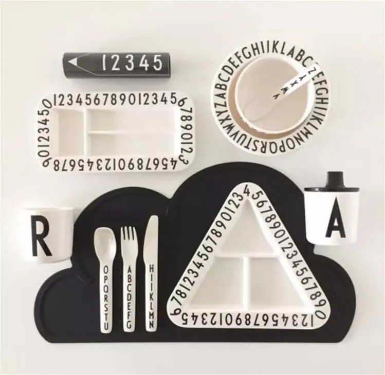

Hot Selling Number Tray Rectangular Fruit Snack Plate Children's Tableware Baby Food Supplement Plate Anti-broken Dish 1258