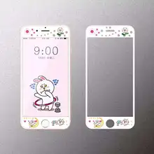 Cartoon cute rabbit Tempered Glass film Protective for iPhone 6 case 6S Front Films Cover Screen