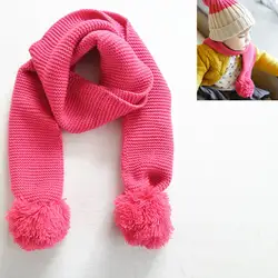 Детский зимний шарф с двойными шариками, теплые шарфы с воротником для мальчиков и девочек 2-6 лет, AIC88