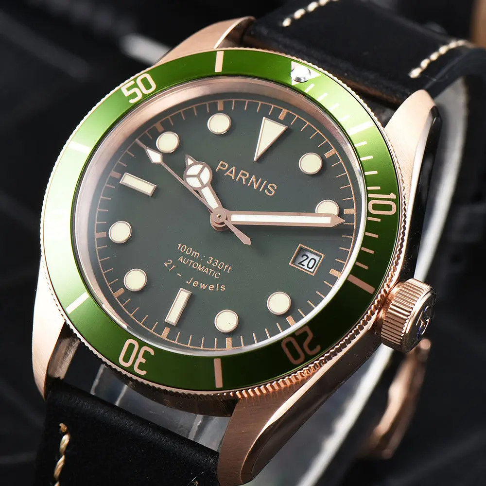 Люксовый бренд 41 мм коричневый зеленый черный циферблат сапфировое стекло светящиеся 21 jewels Miyota 8215 автоматический механизм мужские часы - Цвет: F
