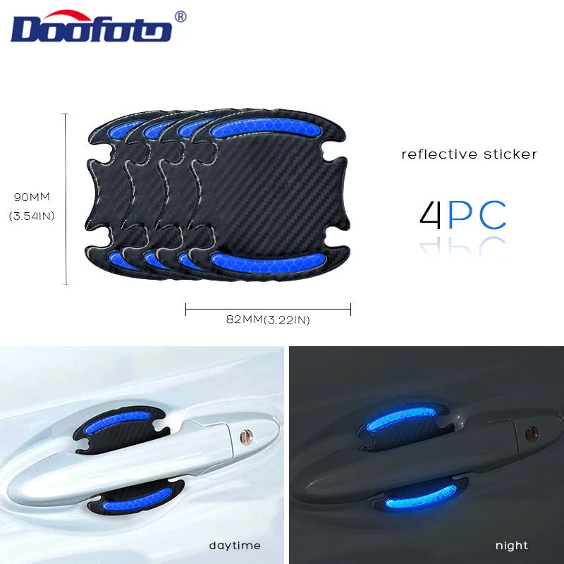 Blue Cover Doofoto 3D Светоотражающая Предупреждение ющая полоса бампера дверная ручка Чаша крышка наклейка отражатель автомобиля внешние аксессуары универсальные - Цвет: Blue Cover