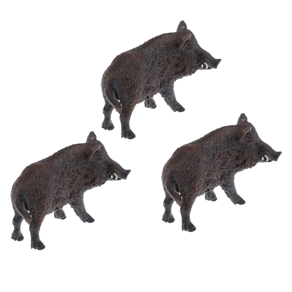 3 pcs Realistic Boar PVC Wild Animal Model Figurine Action Figures Play Set Kids Children Educational Toy Home Desk Ornament