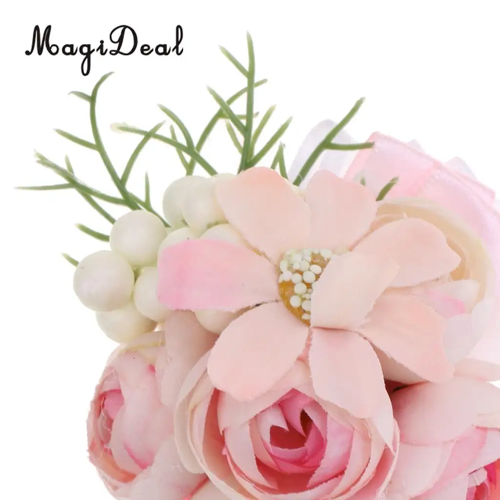 MagiDeal Elegant Wedding Artificial Pearl Corsage Crafts for Bridal Groom Engagwment Party Ceremony Formal Occasion Peach/Pink