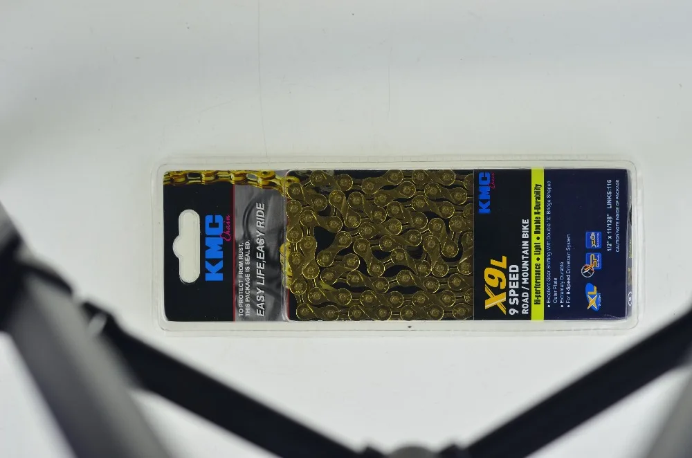 Flash Deal KMC X9L Gold 116 Links 9 Speed Bicycle Shift Chain for Road / Mountain Bike MTB 1