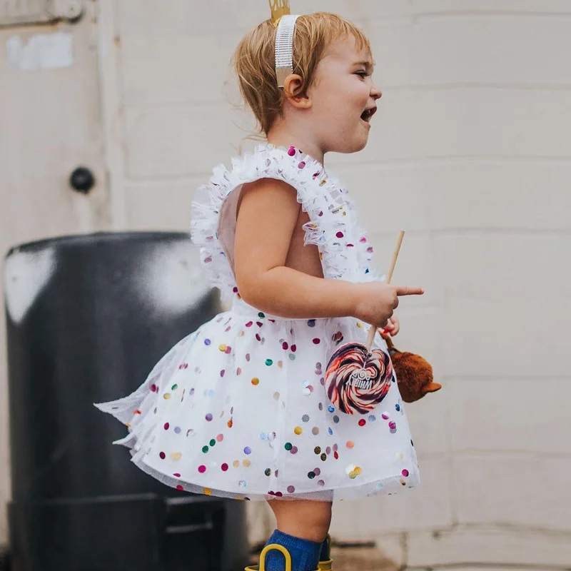 Kids Baby Colorful Sequins Dot Dress Infant Girl Pageant Party Birthday Tulle Tutu Dress Princess Summer Sundress Clothes (3)