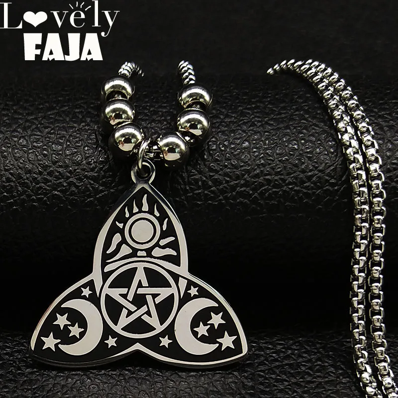 2021 модные ожерелья Wicca из нержавеющей стали для женщин серебряная цепочка