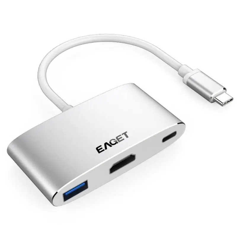 EAGET CH13 usb type C Узловая Док-Станция HDMI+ USB3.0+ PD Тип C HD видео адаптер сплиттер для компьютера для видео высокой четкости