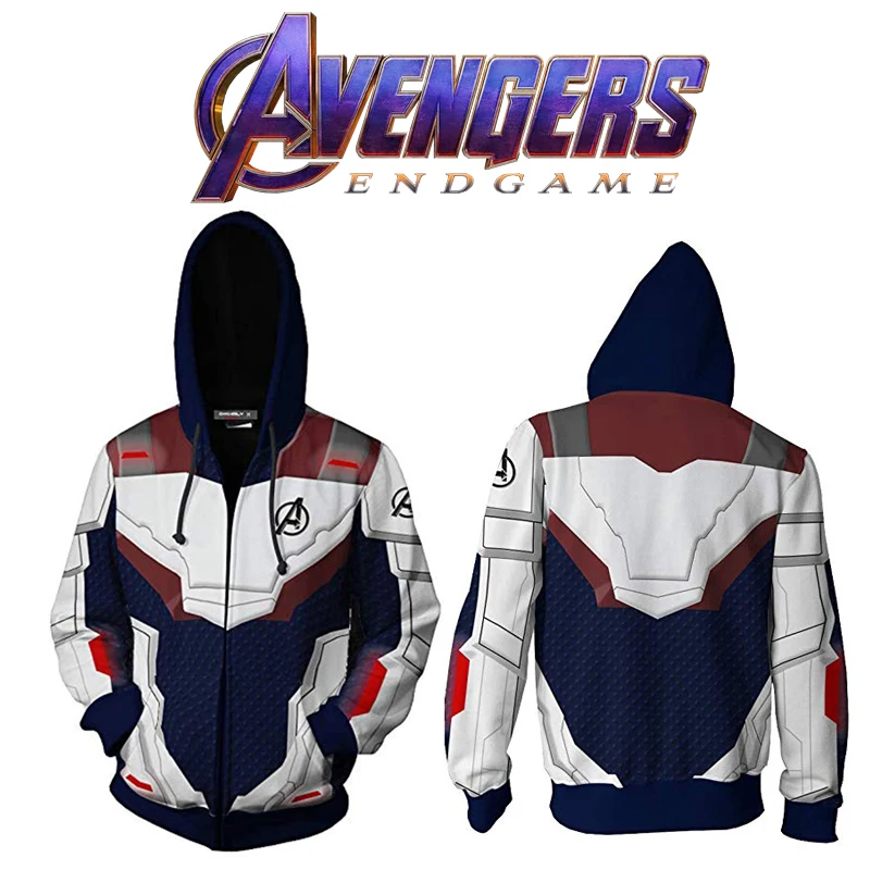 Avengers Endgame Realm Cosplay Hoodies 3D Quantum Realm Zipper Hoodie Hooded Jacket Superhero Costumes Unisex Coat