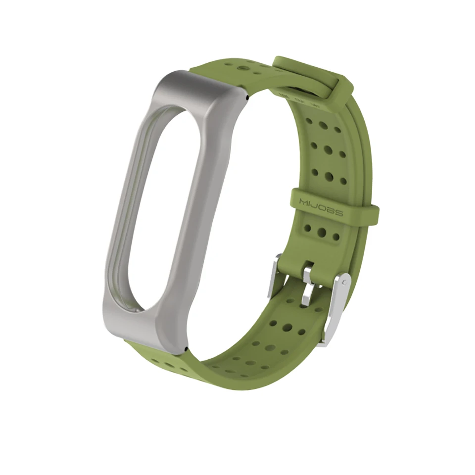 Mi jobs mi Band 2 ремешок спортивный силиконовый браслет для Xiaomi mi Band 2 ремешок смарт-браслет аксессуары браслет mi Band 2 ремешок металлический - Цвет: Зеленый