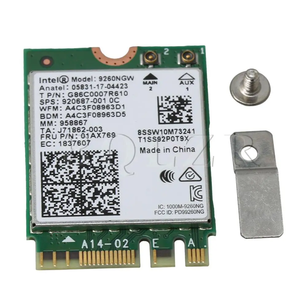 

BQLZR Wireless 9260AC Card for Intel 9260NGW NGFF M2 2000Mbps 1.73Gbps WiFi Bluetooth 5.0 Supports Windows 10
