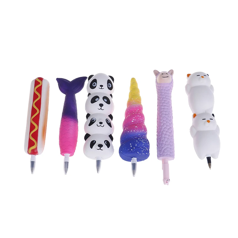 

Slow Rising Squeeze Toy Squishy Unicorn Cat Ice Cream Panda Bun Pen Cap Stationery Pencil Holder Toppers Children's Day Gift