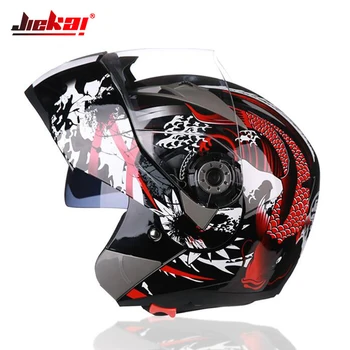 

JIEKAI Motorcycle Helmet Men Motocross Helmet Full Face Moto Helmets Double Lens Motorbike Filp Up Modular Riding Casco Moto