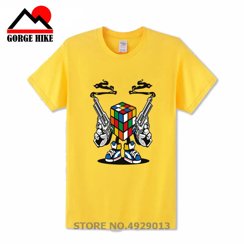 

Geometric Rubik Cube T shirts Men Creative Magic Cube Gunner T-shirt Revolver Tee Tops The Big Bang Theory Cowboy Killer tshirt
