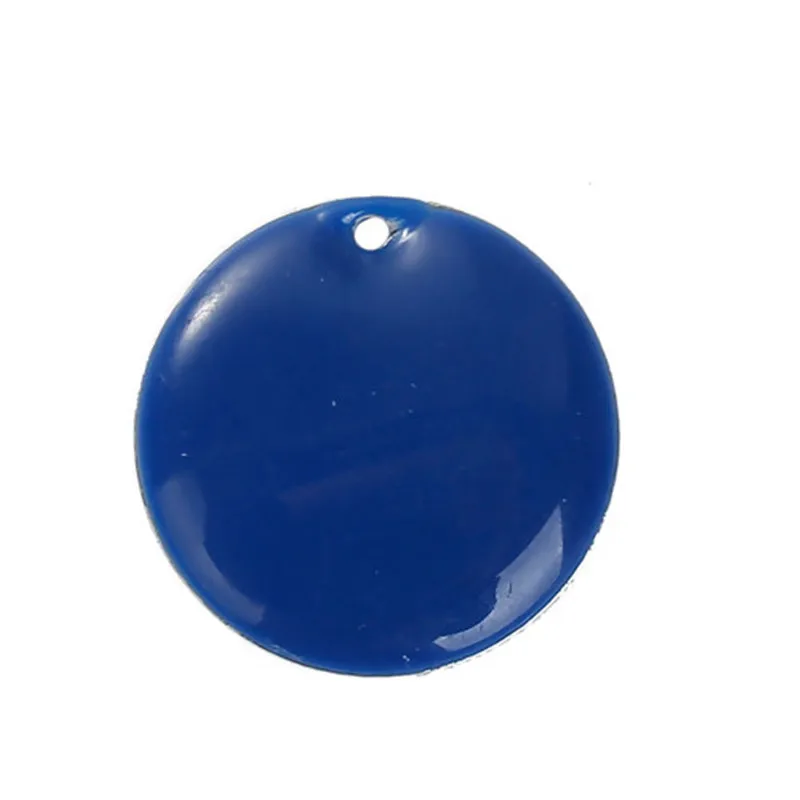 DoreenBeads Fashion Copper Pendant Round silver color Royal Blue Enamel Concise Geometric Jewelry DIY Charms 20mm Dia 5 PCs | Украшения и