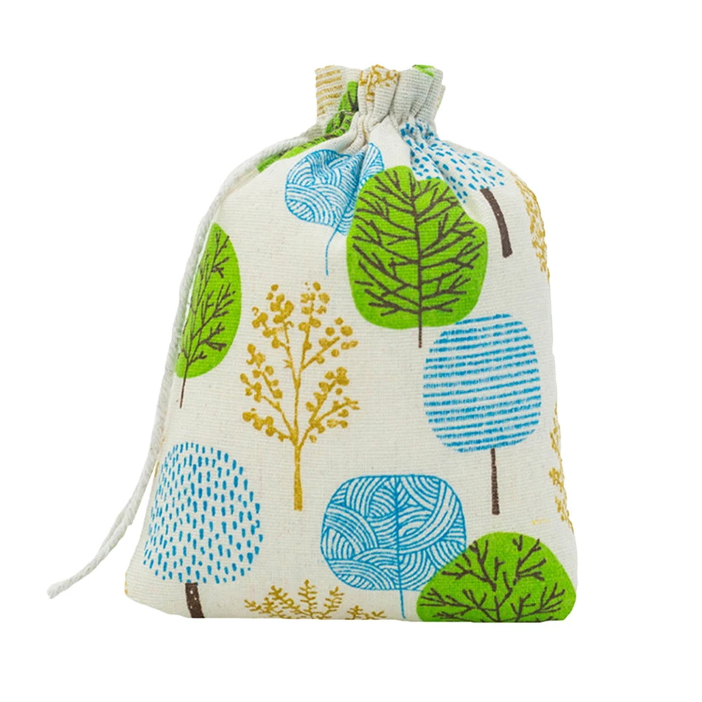 

Mini Flax Storage Bag Drawstring Storage Pouch Lightweight Reusable Carrying Case Jewelry Candy Storage Bag (Green Maple)