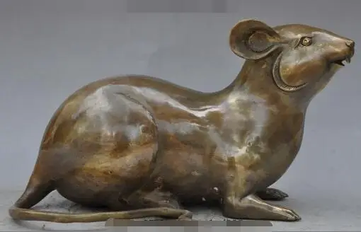 

S2442 11" chinese bronze fengshui zodiac animal mouse Rat mice statue lucky Sculpture