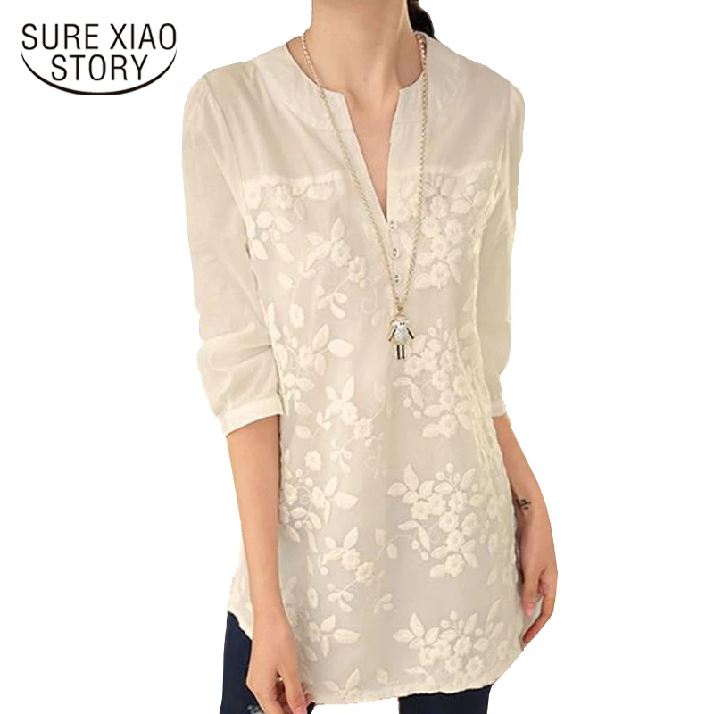 Плюс размер 3XL 4XL блузка женские топы Модные женские блузки Повседневная О-образным вырезом женская одежда женственная рубашка женская 1183 40