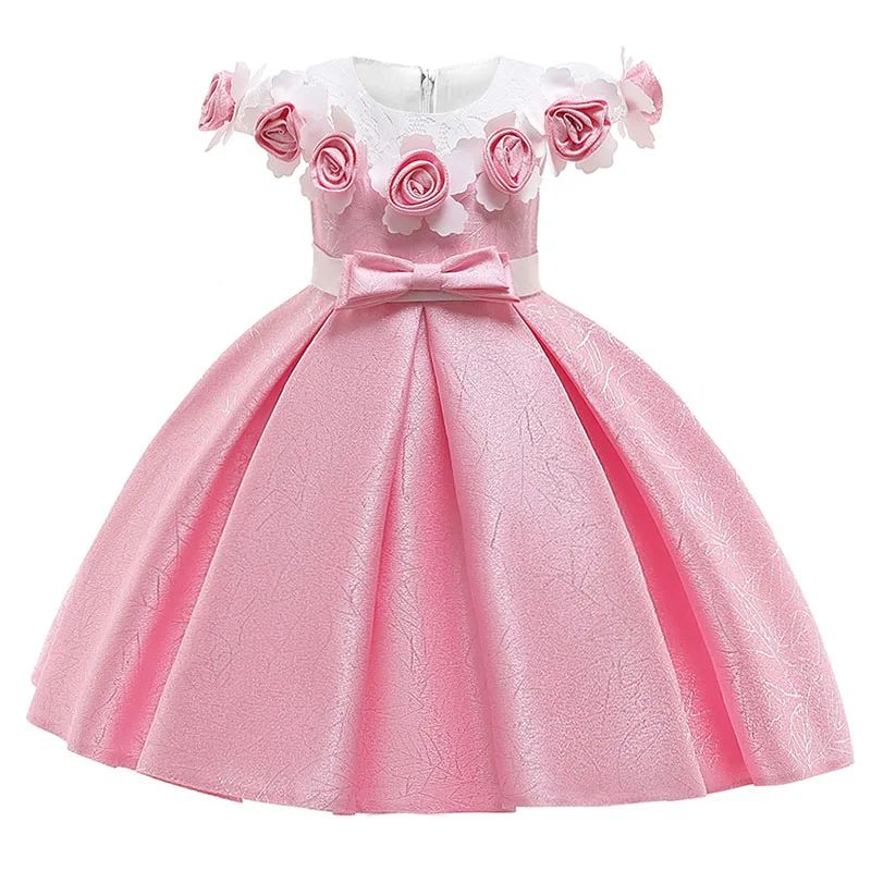 Свадебное платье с розами для девочек, платье для маленьких девочек платье для дня рождения для девочек возрастом от 3 до 10 лет вечерние платья принцессы, Vestido L1851