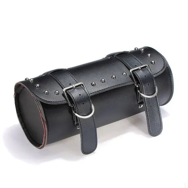 PU Black Front Fork Tool Bag Luggage Saddle Bag For Harley Chopper