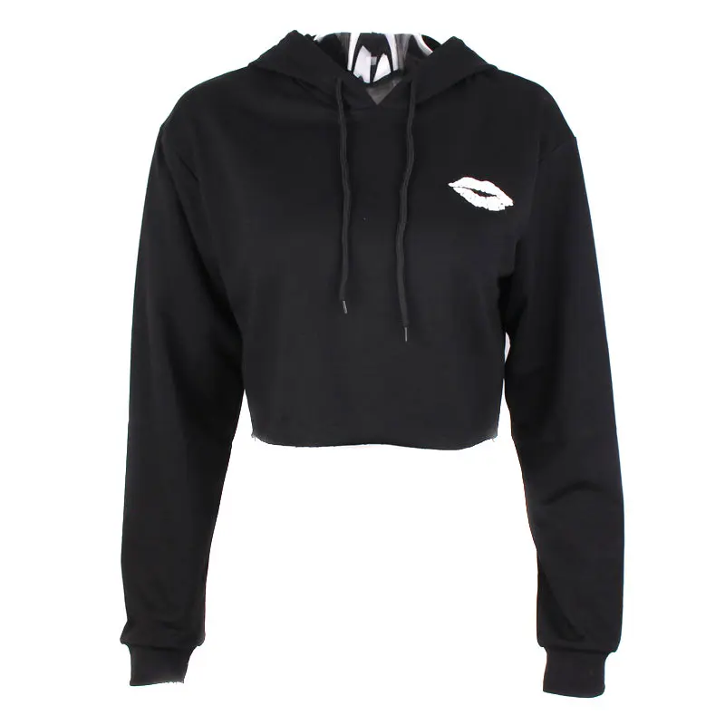 

Fashion Spring Autumn Women Sexy Hoodie Long Sleeve Lips Letter Printed Crop Tops Ladies Girls Loose Casual Pullover SSA-19ING