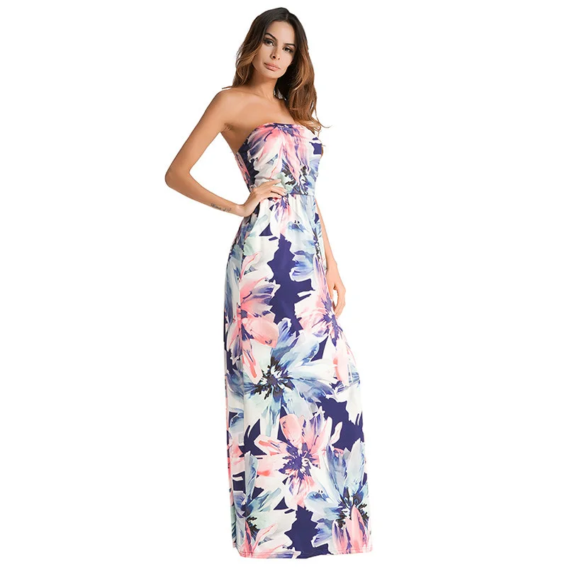 strapless maxi dress with pockets