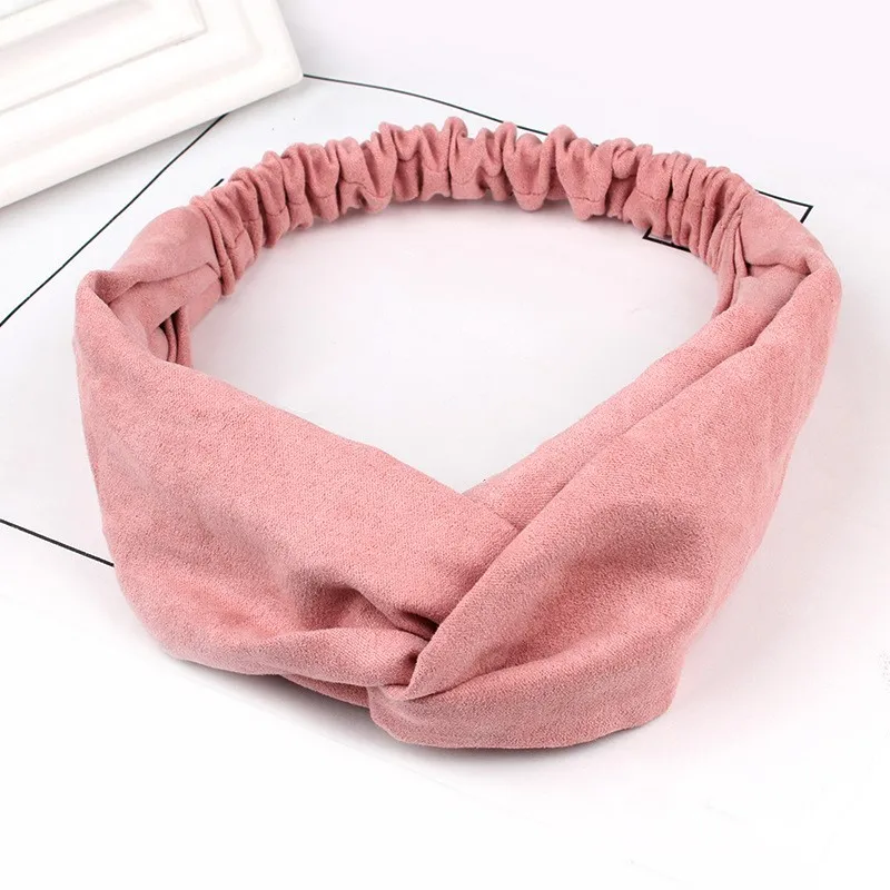 

Women Spring Suede Headband Bohemian Vintage Cross Knot Elastic Hairband Girls Hair Accessories Hair Accessoires