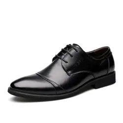 GOXPACER/весенне-осенняя кожаная обувь с круглым носком, мужская обувь на плоской подошве в стиле пэчворк, Мужская обувь в деловом стиле, модная
