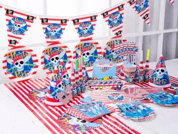 

84pcs\lot Pirate theme package Kids Birthday Decoration Set Theme Party Supplies Baby Birthday Party Pack